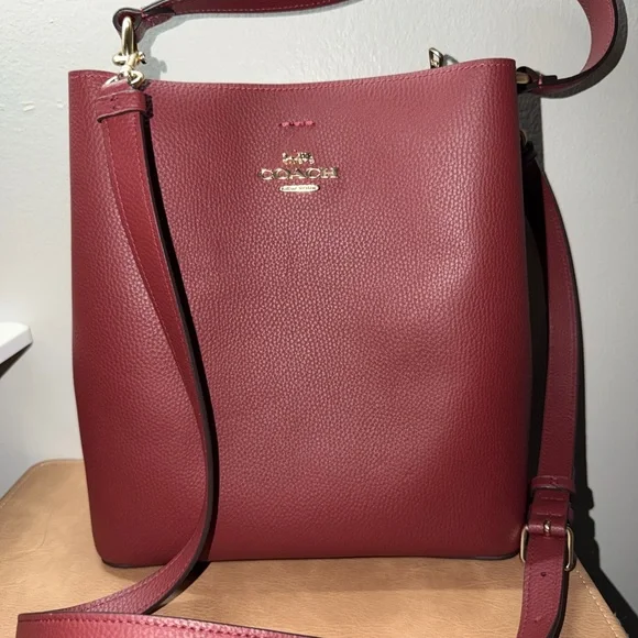 Coach Burgundy Leather Crossbody Bag - Picture 1 of 4